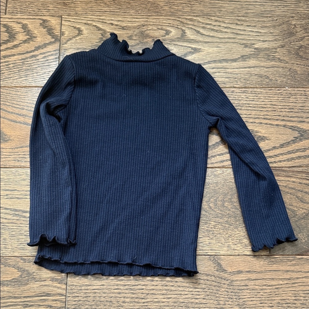 Janie and Jack Navy Long Sleeve Top with Gold Buttons turtleneck 18-24 months - Picture 6 of 6